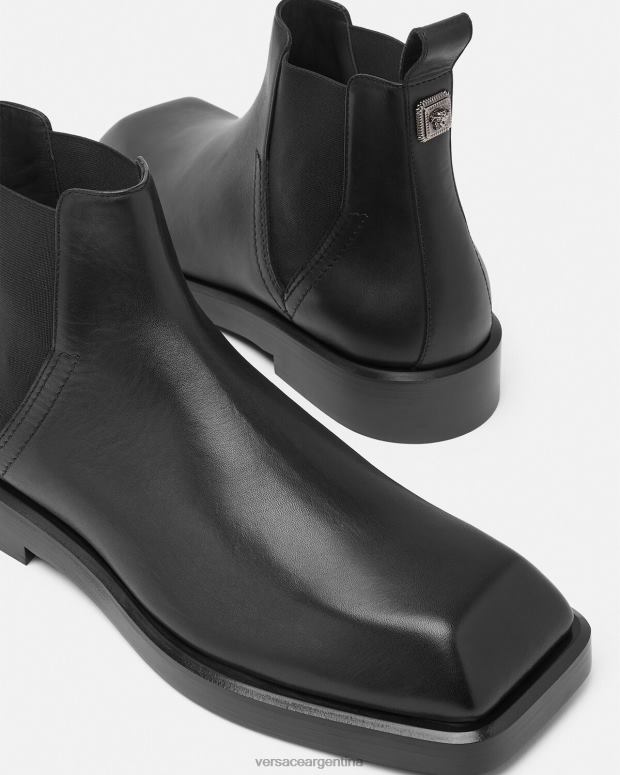 hombres Versace negro botas chelsea cuadradas zapato 4F6041580