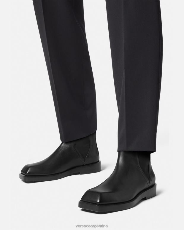 hombres Versace negro botas chelsea cuadradas zapato 4F6041580