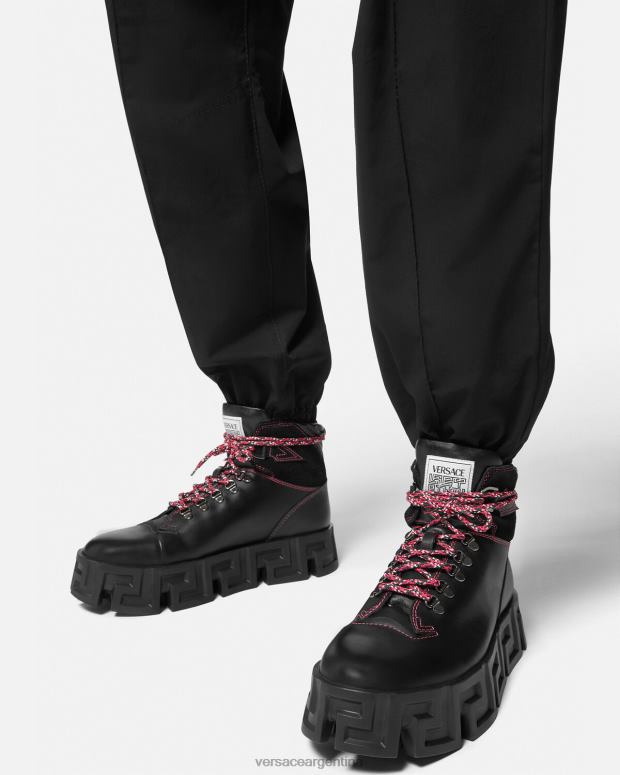 hombres Versace negro botas de montaña greca laberinto zapato 4F6041581