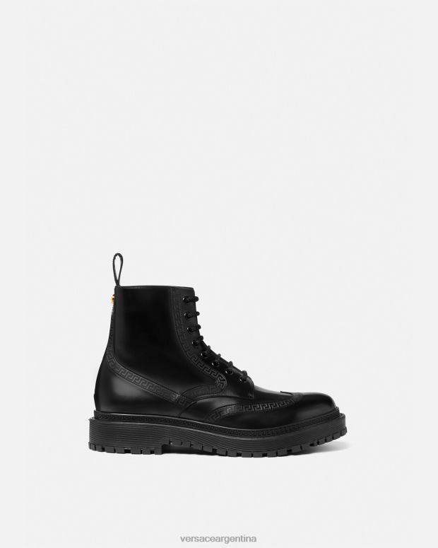hombres Versace negro botines con greca zapato 4F6041579