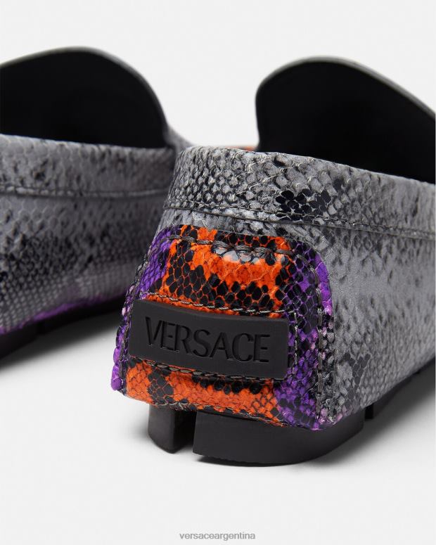 hombres Versace multicolor mocasines la medusa con estampado de Greca en pitón zapato 4F6041574