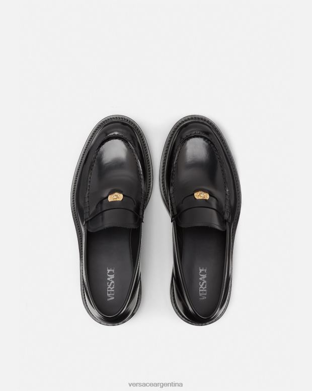 hombres Versace negro mocasines con medusa zapato 4F6041570
