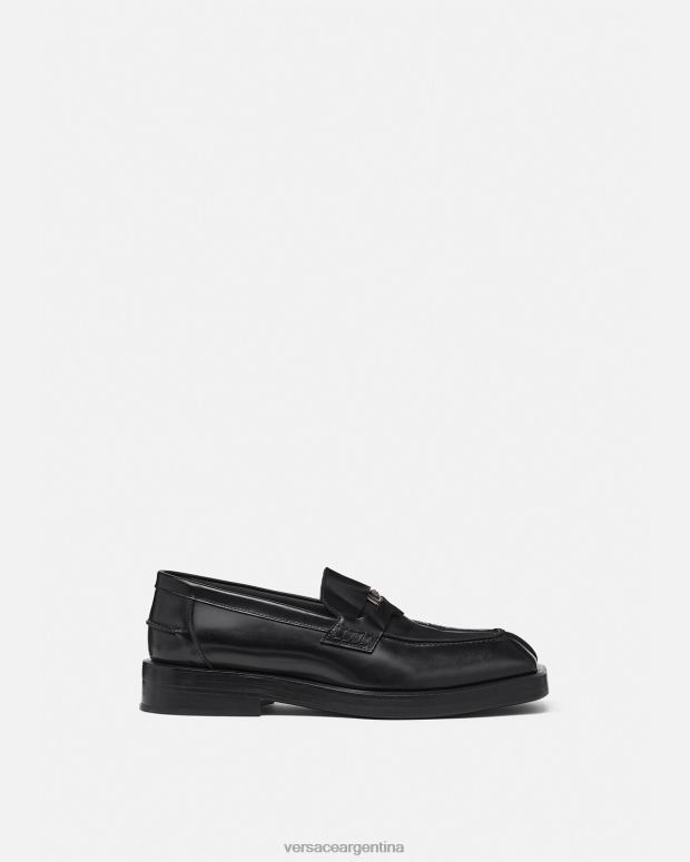 hombres Versace negro mocasines cuadrados zapato 4F6041577