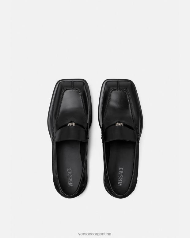 hombres Versace negro mocasines cuadrados zapato 4F6041577