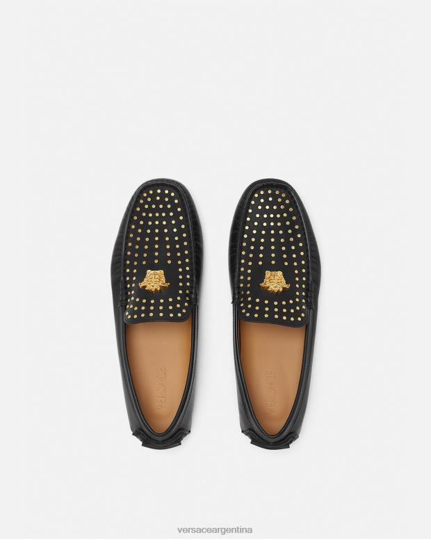 hombres Versace negro mocasines la medusa zapato 4F6041573