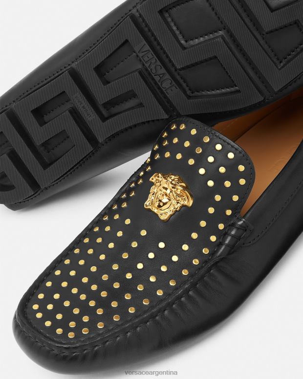 hombres Versace negro mocasines la medusa zapato 4F6041573