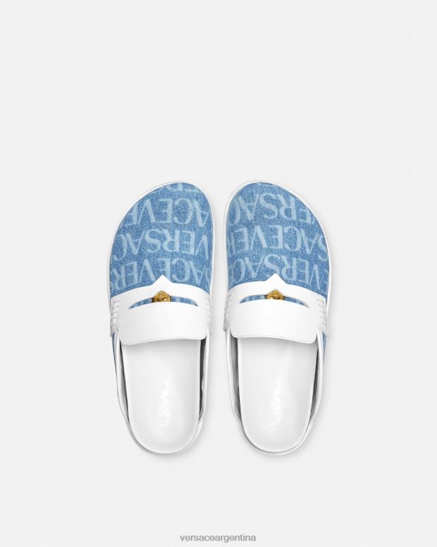 hombres Versace azul claro mules con medusa en denim integral zapato 4F6041562