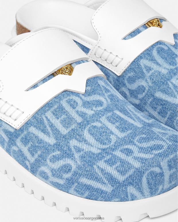 hombres Versace azul claro mules con medusa en denim integral zapato 4F6041562