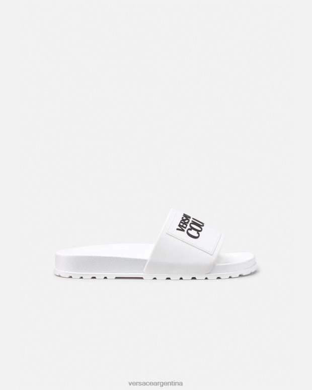 hombres Versace blanco chanclas de goma con logo zapato 4F6042467