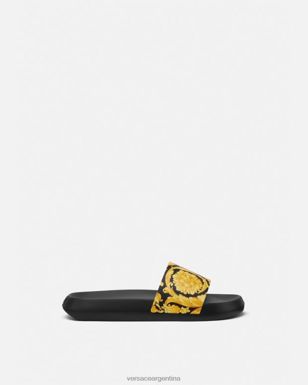 hombres Versace imprimir deslizadores barroco zapato 4F6041594