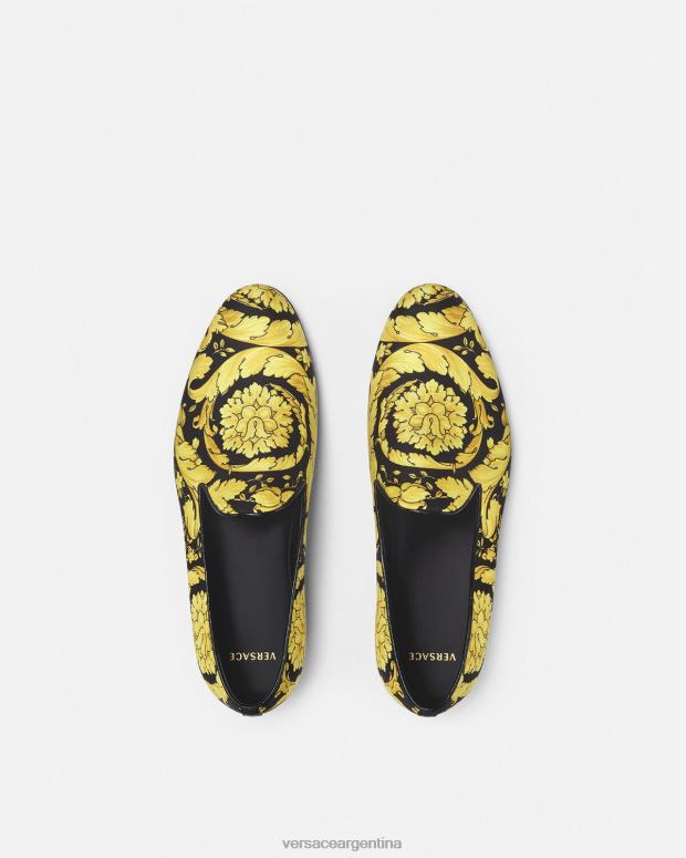 hombres Versace imprimir pantuflas de raso barroco zapato 4F6041566