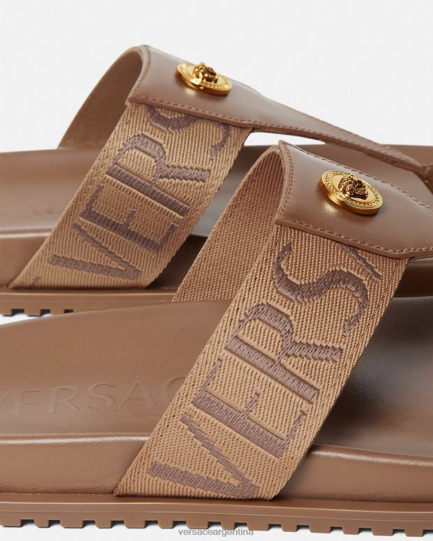 hombres Versace marrón sandalias por toda la prenda zapato 4F6041583