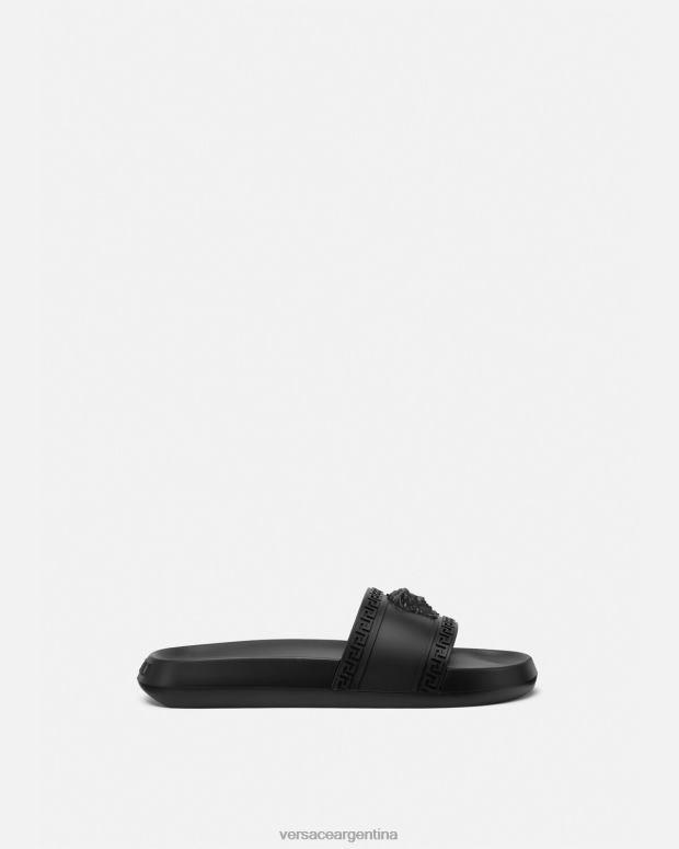 hombres Versace negro deslizadores palazzo zapato 4F6041592