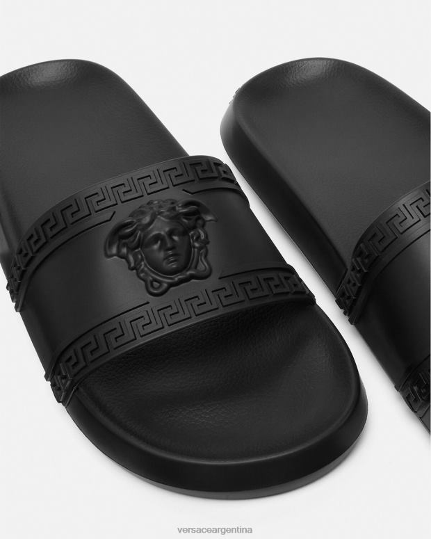 hombres Versace negro deslizadores palazzo zapato 4F6041592