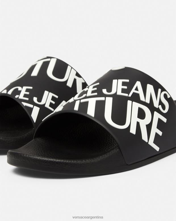 hombres Versace negro diapositivas con logo zapato 4F6042448