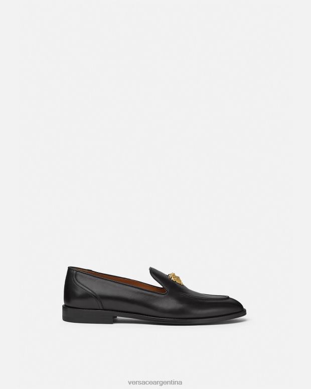 hombres Versace negro zapatillas de medusa zapato 4F6041569