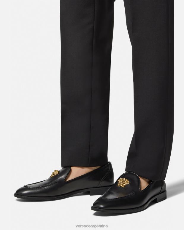hombres Versace negro zapatillas de medusa zapato 4F6041569