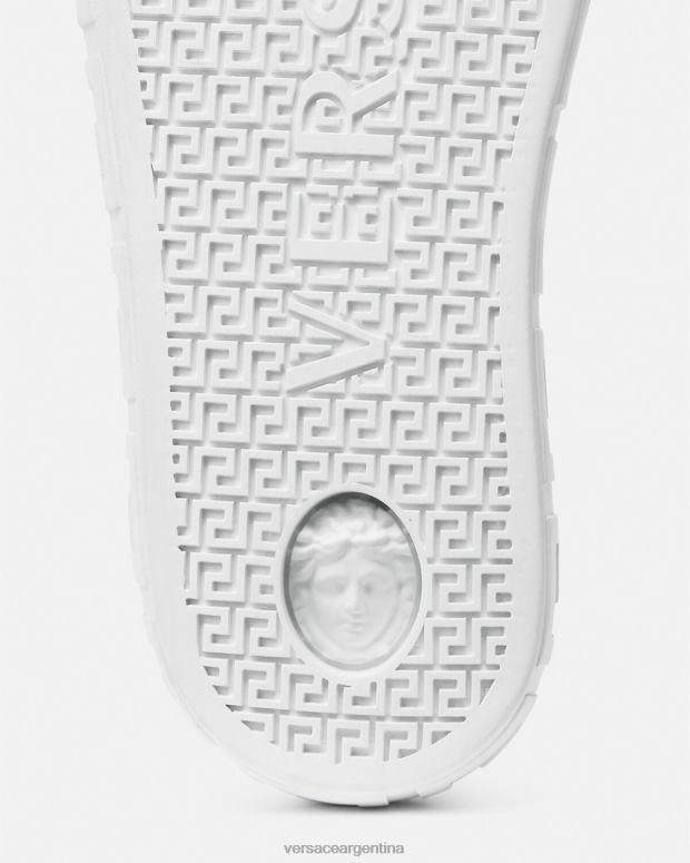 hombres Versace Oro blanco zapatillas con grecas zapato 4F6041552