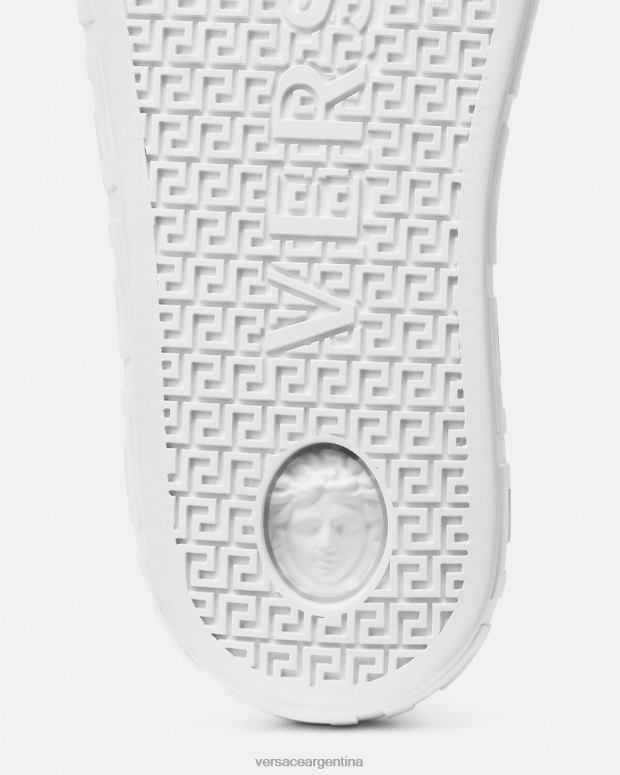 hombres Versace Oro blanco zapatillas con logo Greca zapato 4F6041549