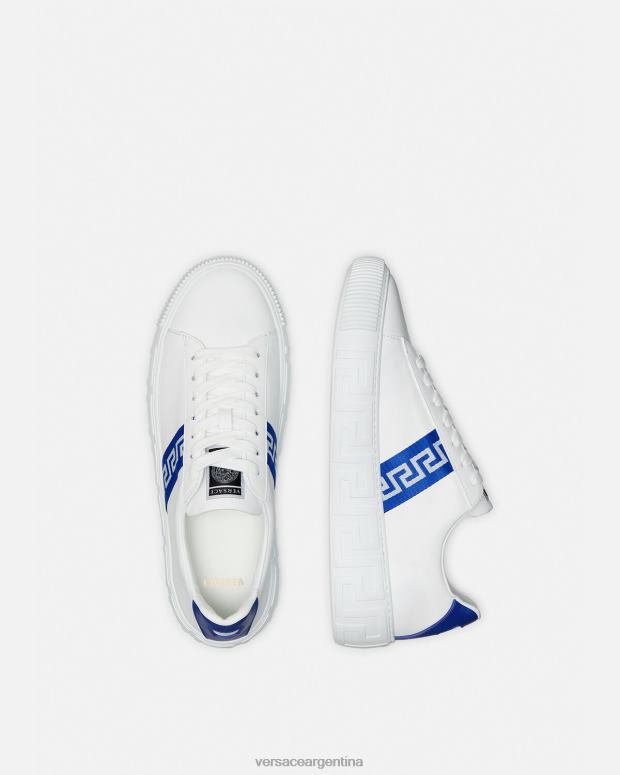 hombres Versace azul blanco zapatillas con grecas zapato 4F6041558