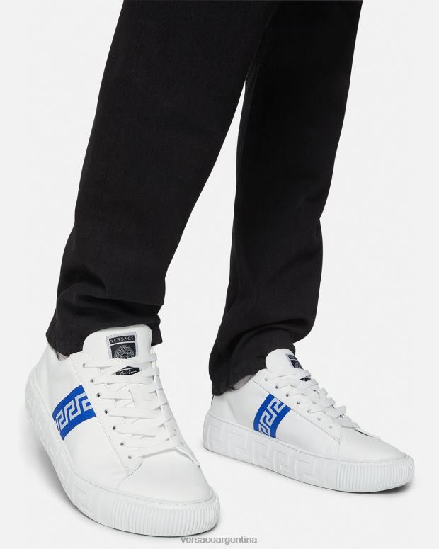 hombres Versace azul blanco zapatillas con grecas zapato 4F6041558