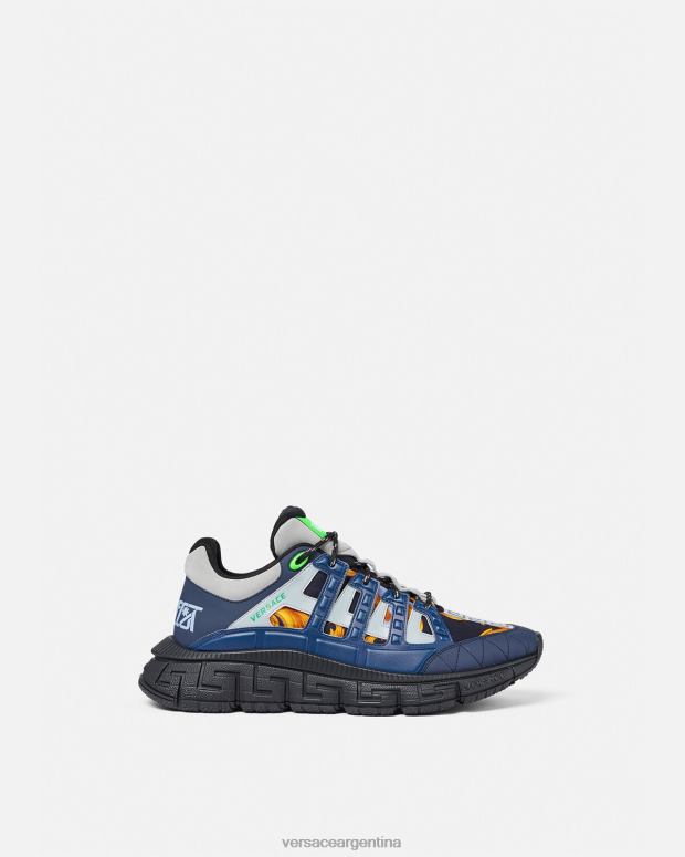 hombres Versace azul tenis barocco 660 trigreca zapato 4F6041542