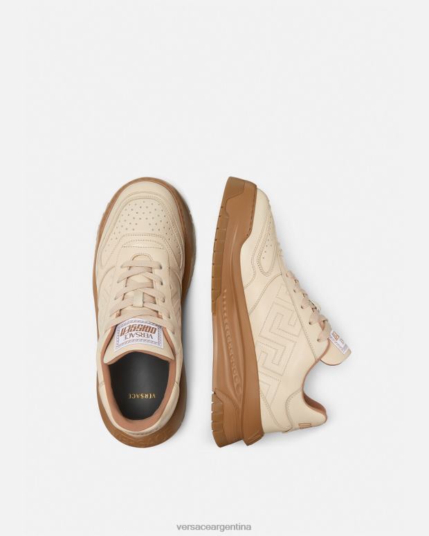 hombres Versace beige zapatillas greca odissea zapato 4F6041536