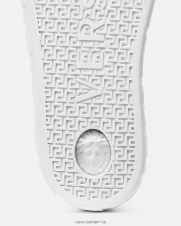 hombres Versace blanco negro zapatillas con grecas zapato 4F6041551