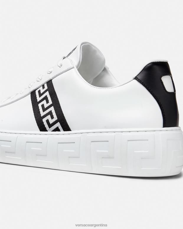 hombres Versace blanco negro zapatillas con grecas zapato 4F6041551