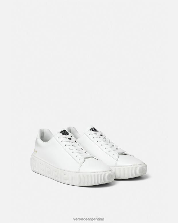 hombres Versace blanco zapatillas con grecas zapato 4F6041533