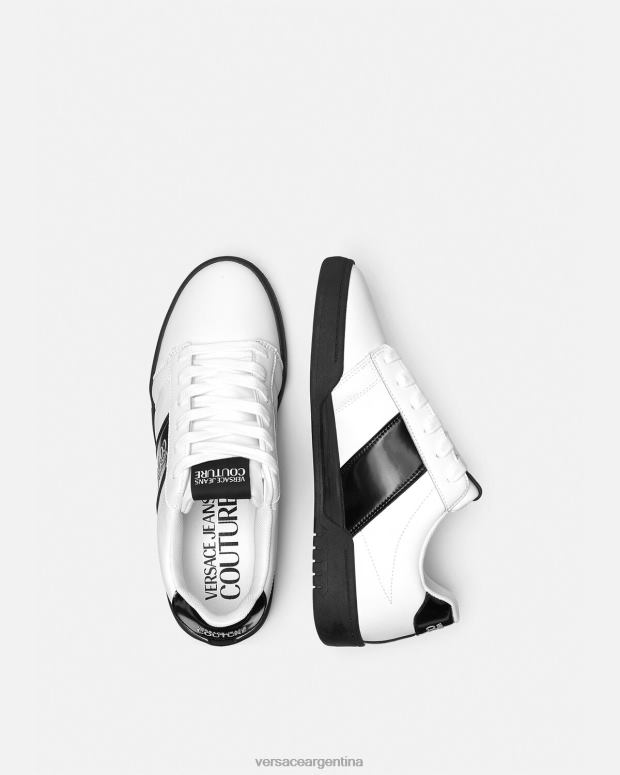 hombres Versace blanco zapatillas con logo brooklyn zapato 4F6042453