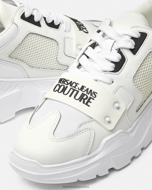 hombres Versace blanco zapatillas con logo speedtrack zapato 4F6042449