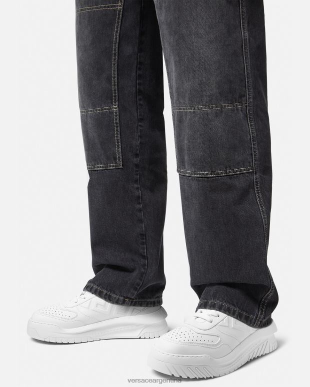 hombres Versace blanco zapatillas greca odissea zapato 4F6041518