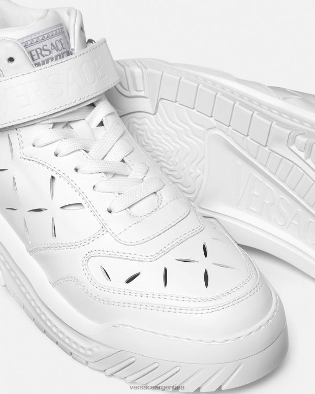 hombres Versace blanco zapatillas odissea recortadas zapato 4F6041541