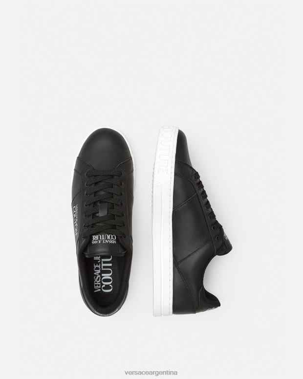 hombres Versace negro tenis Court 88 con logo zapato 4F6042470