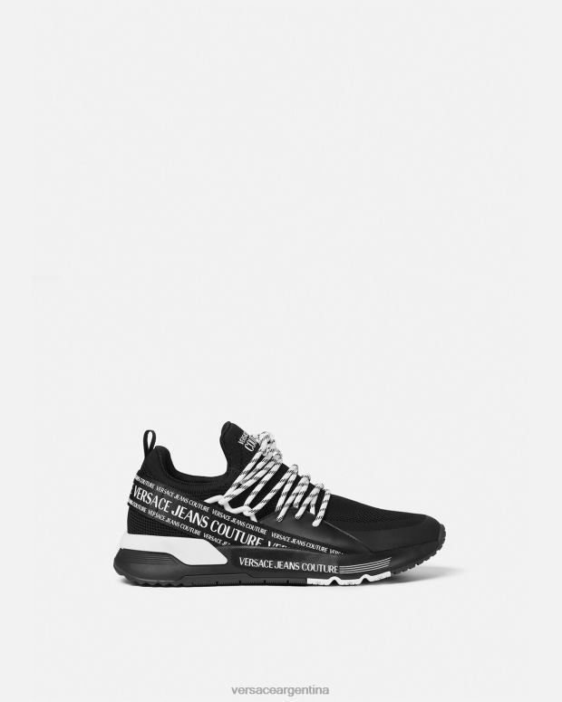 hombres Versace negro tenis dinámicos con logo zapato 4F6042447