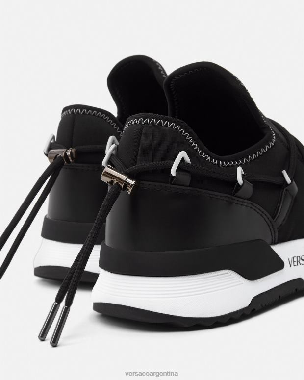 hombres Versace negro y estampado zapatillas dinámicas zapato 4F6042445