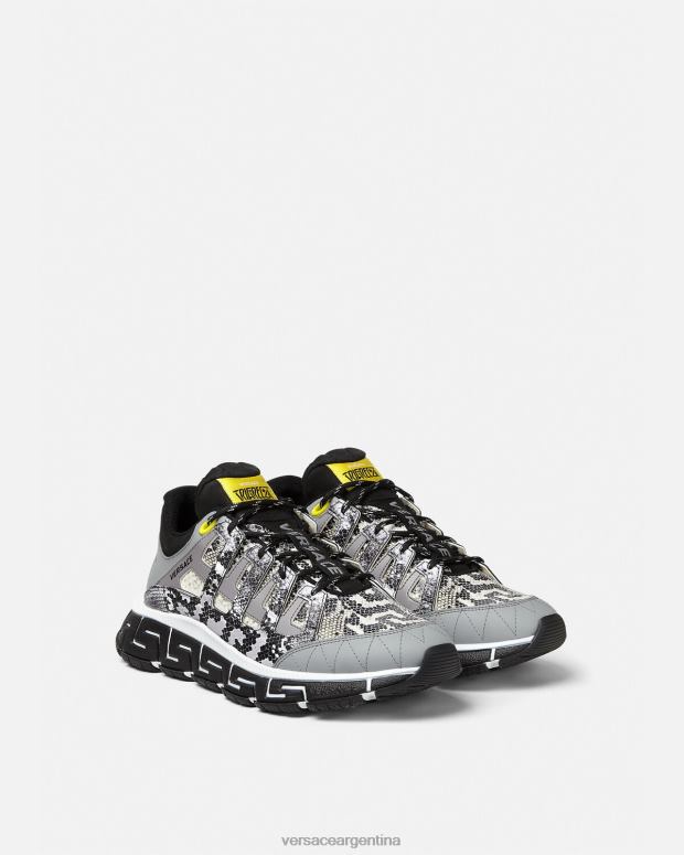 hombres Versace negro y estampado zapatillas trigreca con estampado de pitón zapato 4F6041543