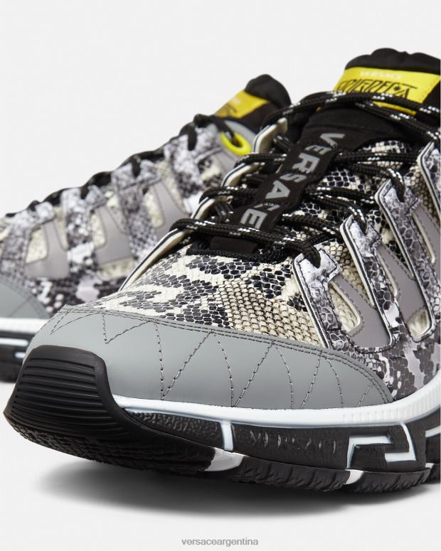 hombres Versace negro y estampado zapatillas trigreca con estampado de pitón zapato 4F6041543
