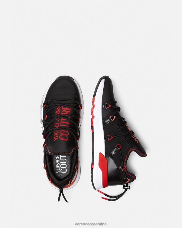 hombres Versace negro y rojo zapatillas dinámicas zapato 4F6042454