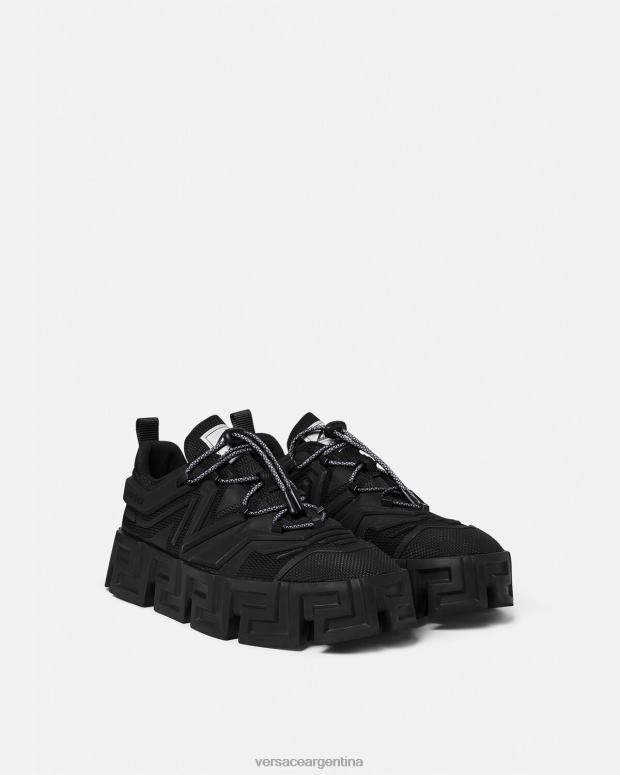 hombres Versace negro zapatillas con greca laberinto zapato 4F6041560