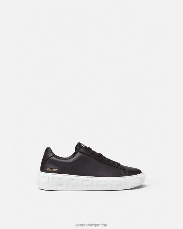 hombres Versace negro zapatillas con grecas zapato 4F6041547