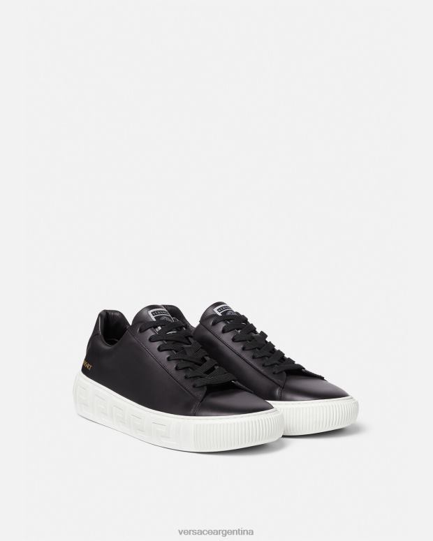 hombres Versace negro zapatillas con grecas zapato 4F6041547