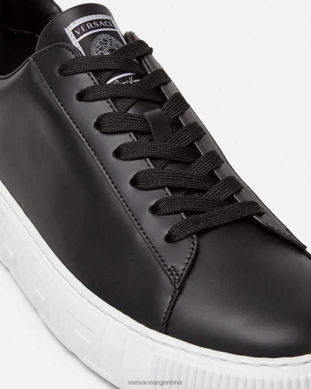 hombres Versace negro zapatillas con grecas zapato 4F6041547