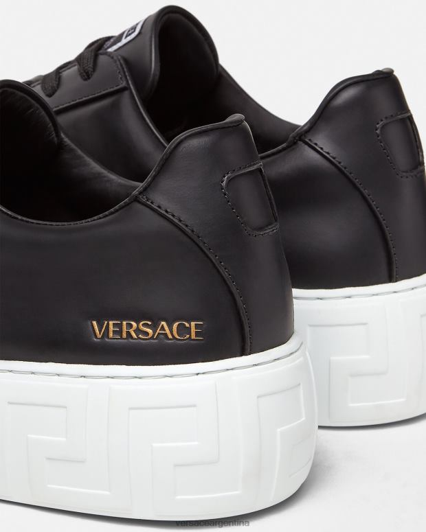 hombres Versace negro zapatillas con grecas zapato 4F6041547