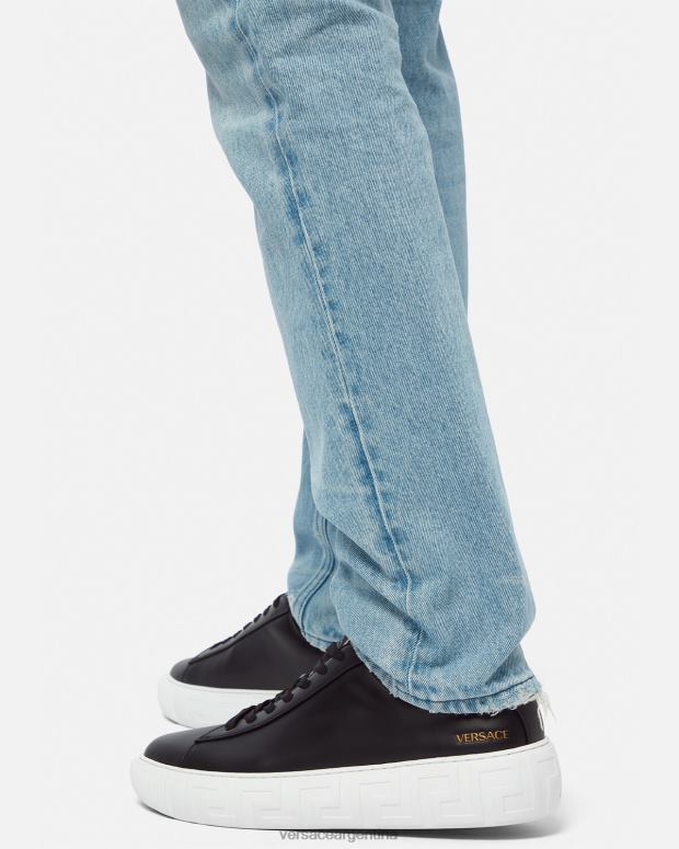 hombres Versace negro zapatillas con grecas zapato 4F6041547