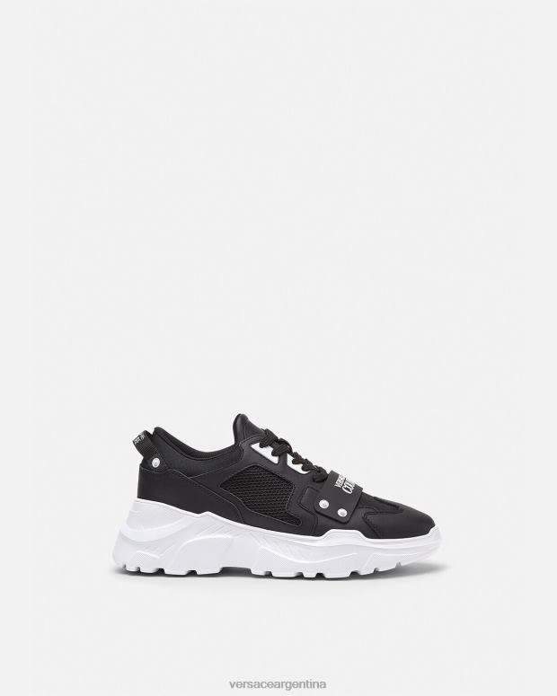 hombres Versace negro zapatillas con logo speedtrack zapato 4F6042450