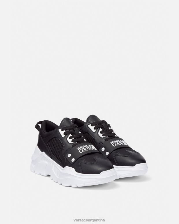 hombres Versace negro zapatillas con logo speedtrack zapato 4F6042450