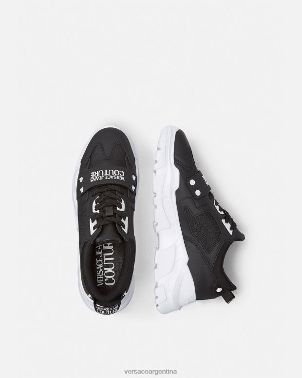 hombres Versace negro zapatillas con logo speedtrack zapato 4F6042450