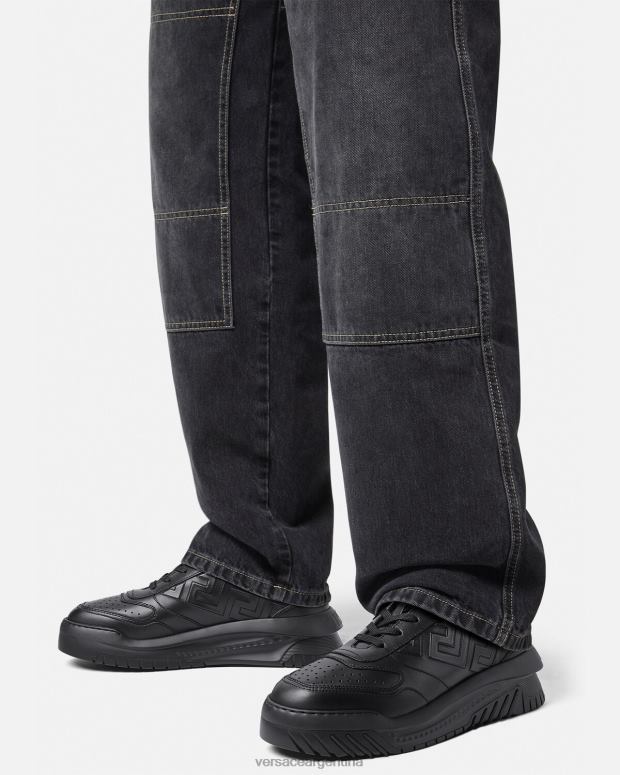 hombres Versace negro zapatillas greca odissea zapato 4F6041517